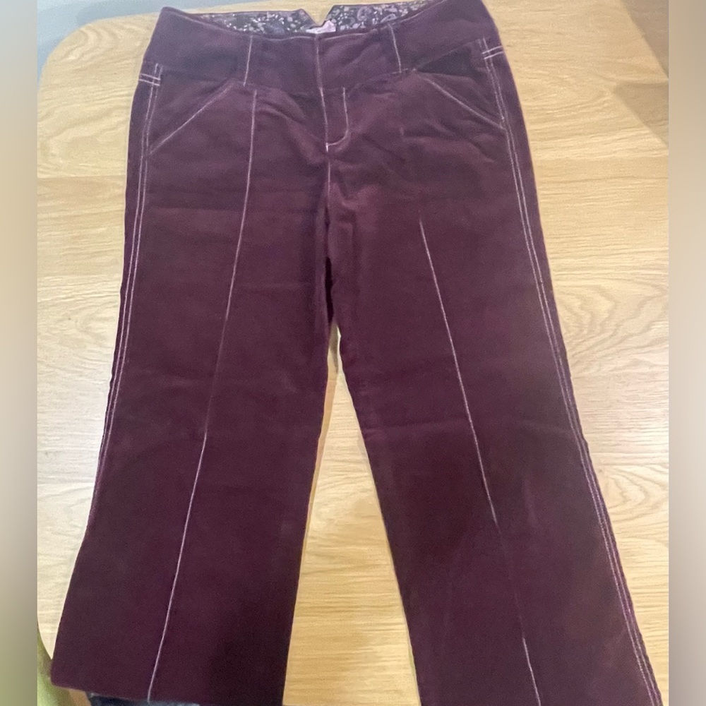 Free People Wide Leg Pants in Deep Burgundy